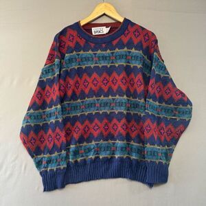 Trend Basics Men’s Colorful 2000s Round Neck Sweater Size Large 100% Acrylic